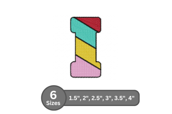 Candy Stripe Alphabet - I: A Charming Embroidery Font