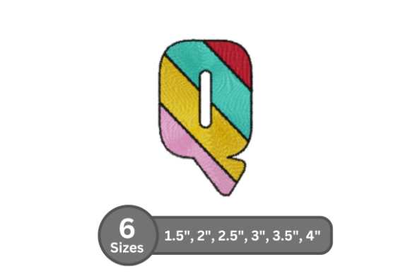 Candy Stripe Alphabet - Q: A Charming Embroidery Font
