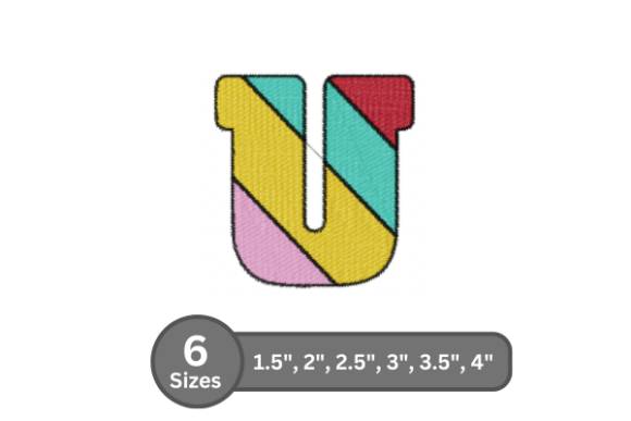 Candy Stripe Alphabet -U: A Charming Embroidery Font