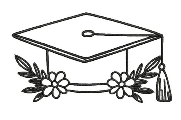 Floral Grad Cap: A Stylish Embroidery Design