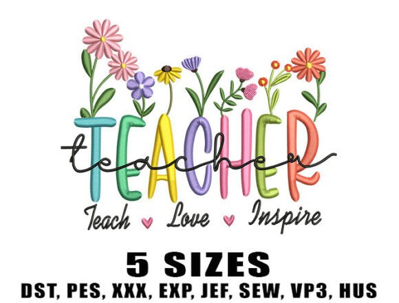 Floral Teacher Life: A Charming Embroidery Design