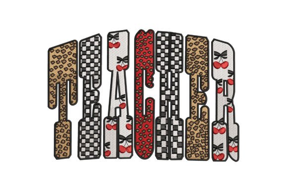Retro Checker Cherry Leopard Teacher Design