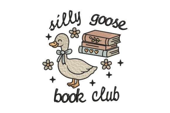 Silly Goose Book Club: A Playful Embroidery Design