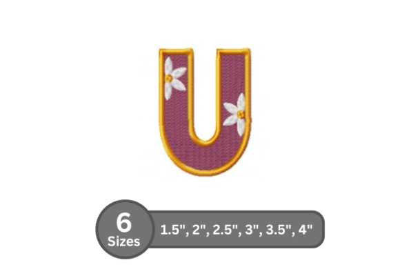 Stylish Daisy Joy Alphabet-U for Holiday Embroidery